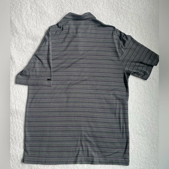 Men’s Golf Polo:Gray with Green & Purple Stripes, Tiger Woods Collection, Medium - Picture 5 of 6